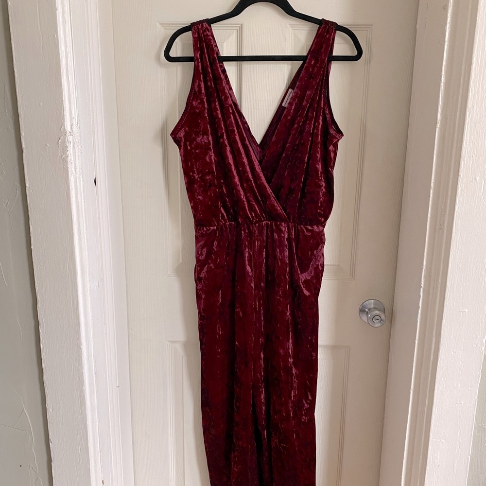 Burgundy Velvet Jumpsuit